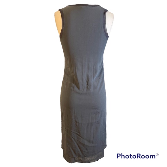 ❤️ Vince Grey Sheer Silk Double Layer Midi Dress - Picture 6 of 8
